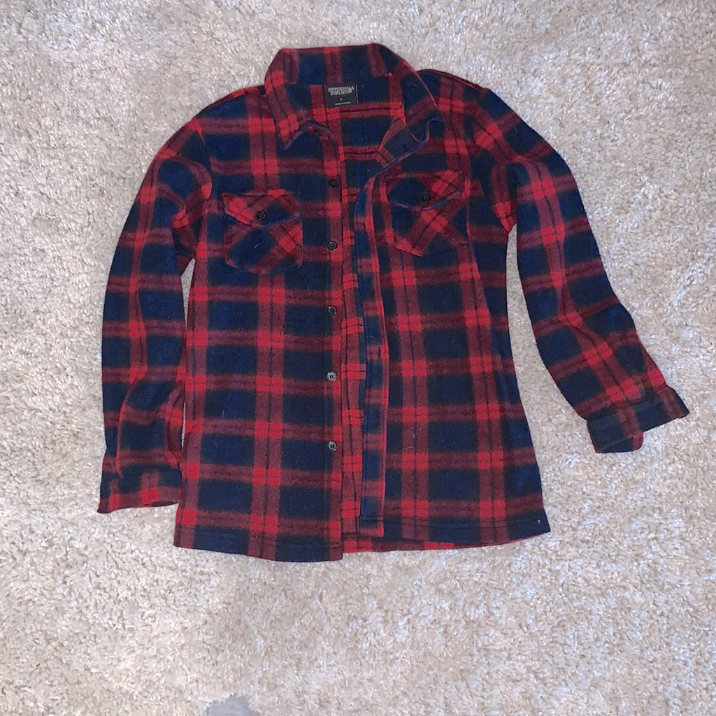 Boys Red/Navy Blue Flannel Original Deluxe Size Large